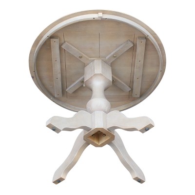 Elegant 38" Solid Wood Round Pedestal Dining Table in Washed Gray