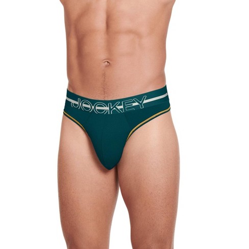 Jockey Men's Underwear Sport Silver Microfiber Thong, Gaugin Green