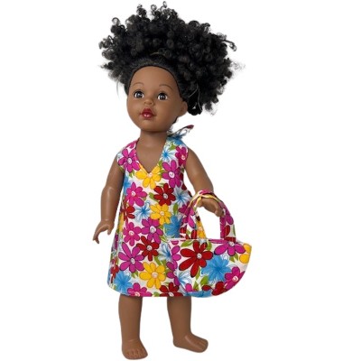 Doll Clothes Superstore Handmade Bright Bold Flower Sundress with Purse for 18-Inch Dolls