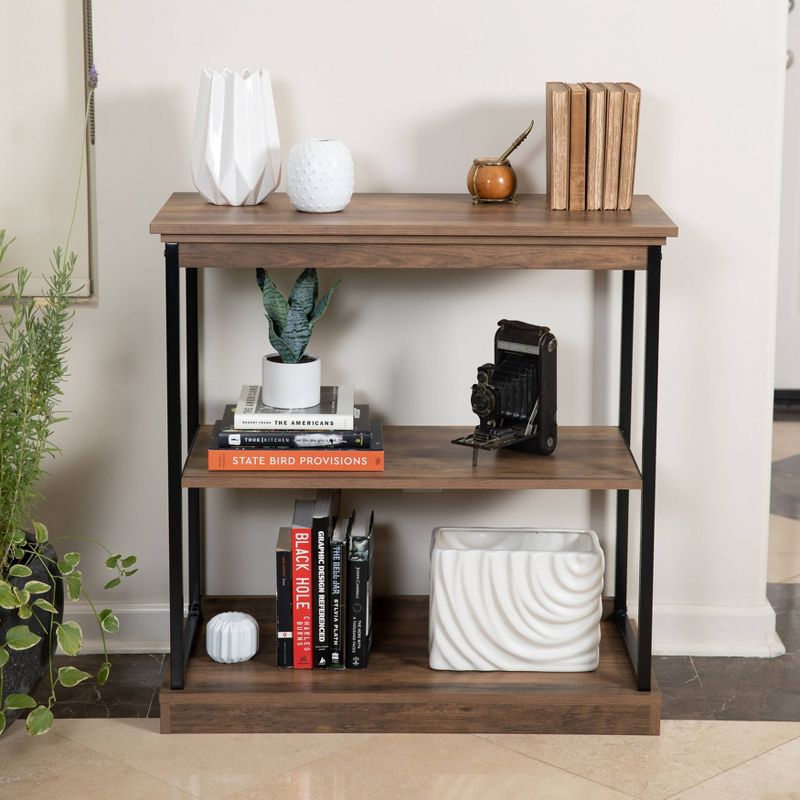 32&#34; Oslo 3 Shelf Contemporary wood and metal Etagere Bookcase Brown/Black - Danya B., 3 of 22
