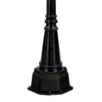 Marseille 100" Textured Black Metal and Glass 3-Light Outdoor Post Lantern