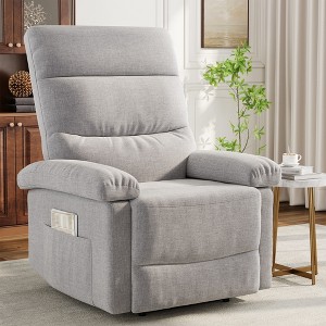 Recliner Chair, Manual Recliner with Side Pocket, Adjustable Fabric Single Sofa, Ergonomic Back Support for Living Room, Nursery, Bedroom - 1 of 4