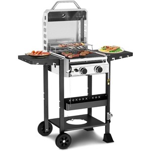 R.W.FLAME 2-Burner Propane Gas Grill, 16,000 BTU Stainless Steel BBQ with Folding Side Tables – Portable Outdoor Grill for Patio, Backyard & Camping - 1 of 4