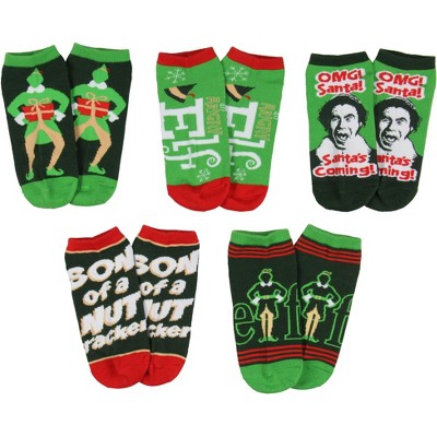 Elf Women's Socks Buddy The Elf Character Catchphrases 5-Pack Ankle Socks