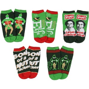 Elf Women's Socks Buddy The Elf Character Catchphrases 5-Pack Ankle Socks - 1 of 4