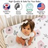 Sweet Jojo Designs Baby Girl Fitted 100% Cotton Muslin Crib Sheet Watercolor Floral Pink Grey and White - 3 of 4