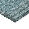 Teal Blue Aqua And Gray Striped Washable Indoor Outdoor Area Rug - 4 of 4