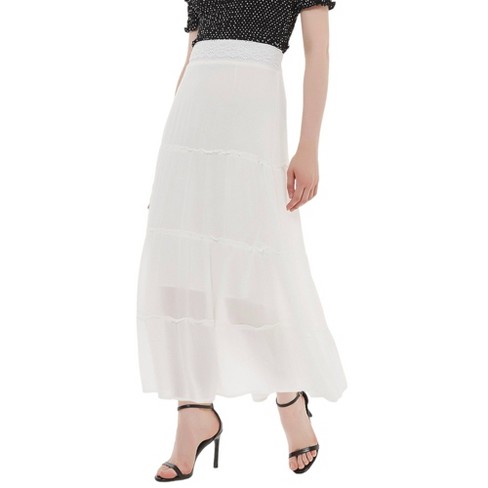 Anna kaci Women s Maxi Bohemian Layered Skirt X Large white Target