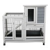 Wooden Rabbit Hutch with Run And Tray,Outdoor Bunny Cage for Small Animals,2 Tier Pet House with Lockable Doors–LAOTIES - 2 of 4