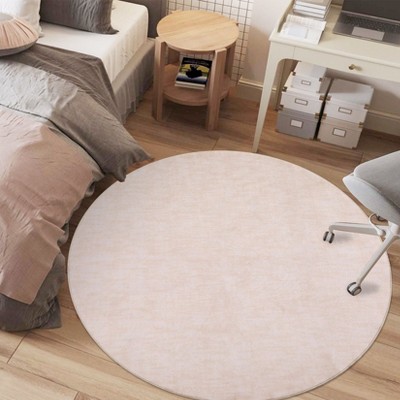 Solid Modern Washable Low Pile Area Rug with Rubber Backing