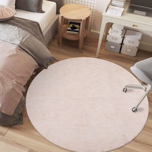 Solid Modern Washable Low Pile Area Rug with Rubber Backing - 1 of 4