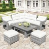 5-Piece Outdoor Rattan Furniture Set Patio Conversation Set with Recliners, Adjustable Table & Ottomans-- Frevyn - 2 of 4
