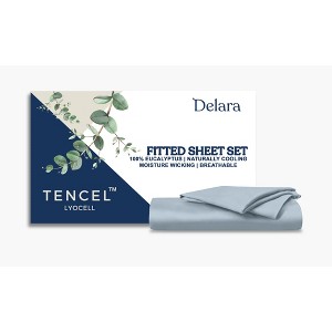 Delara 100% Eucalyptus Lyocell Tencel Fitted Sheet Set, Naturally Cooling, Soft, Silky, Smooth & Breathable - 1 of 4