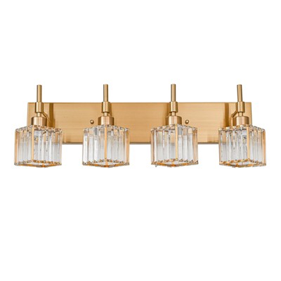 LLHZSY Modern Dimmable Crystal Bathroom Light Fixtures Over Mirror Glam Vanity Lights - 3/4/5 Light - Black+Gold/Chrome/Black/Gold