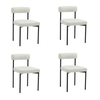 Set of 4 Gray Upholstered Metal Dining Chairs