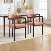 Grungis Boucle Kitchen Chair Set of 2,Upholstered Dining Chairs with Curved Backrest and Black Metal Legs for Dining Room,Kitchen - 2 of 4
