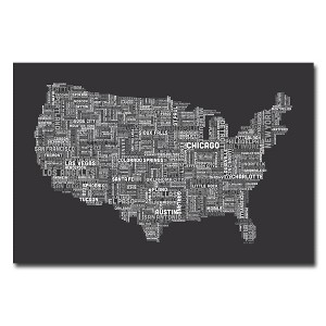 Trademark Fine Art -Michael Tompsett 'US Cities Text Map III' Canvas Art - 1 of 1