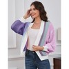 KOJOOIN Women's Color Block Open Front Long Sleeve Casual Cardigan Sweater Ribbed Knit Cropped Cardigan Sweaters - 2 of 4