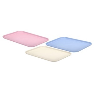 Unique Bargains Plastic Fast Food Serving Tray 12.2" x 8.9" White/Pink/Blue 3 Pcs - 1 of 4