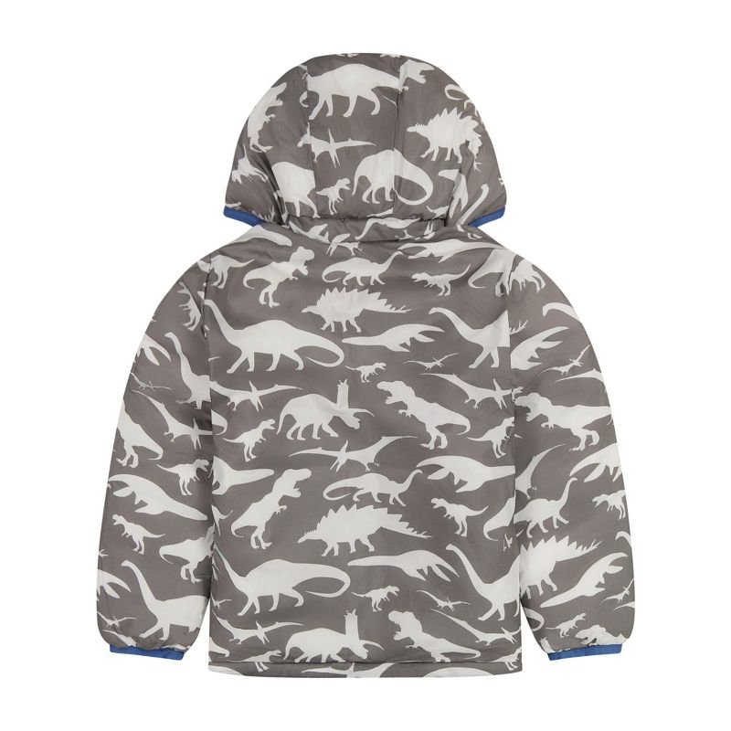 Andy & Evan  Toddler  Mid Blue Dinos Reversible Puffer, 3 of 6