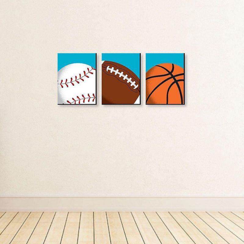 Big Dot of Happiness Go, Fight, Win - Sports Themed Nursery Wall Art, Kids Room Decor & Game Room Home Décor - 7.5 x 10 inches - Set of 3 Prints, 3 of 8
