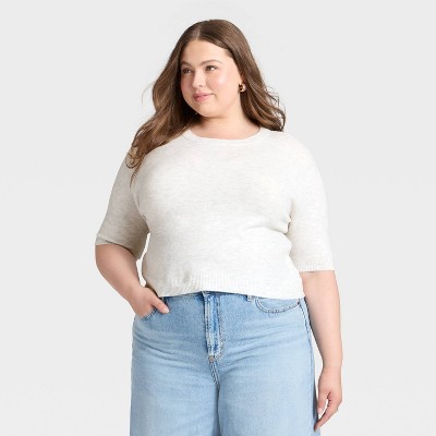Women's Elbow Sleeve Cozy Knit Crewneck Pullover Sweater - Universal Thread™