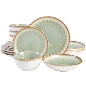 Gibson Elite Mayfair Bay 16-Piece Embossed Double Bowl Reactive Dinnerware Set - 1 of 4