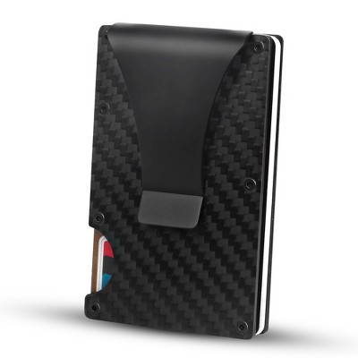 iMountek "Carbon Fiber RFID Blocking Credit Card Holder Wallet with Cash Clip - Slim & Secure for Men" Black