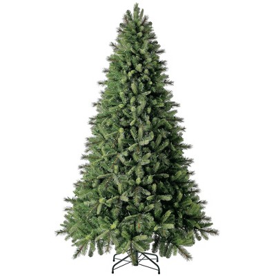 Evergreen Classics 7.5 Foot Pre Lit Norway Spruce Artificial Festive Holiday Tree with 600 Warm White LED Lights and Foot Pedal