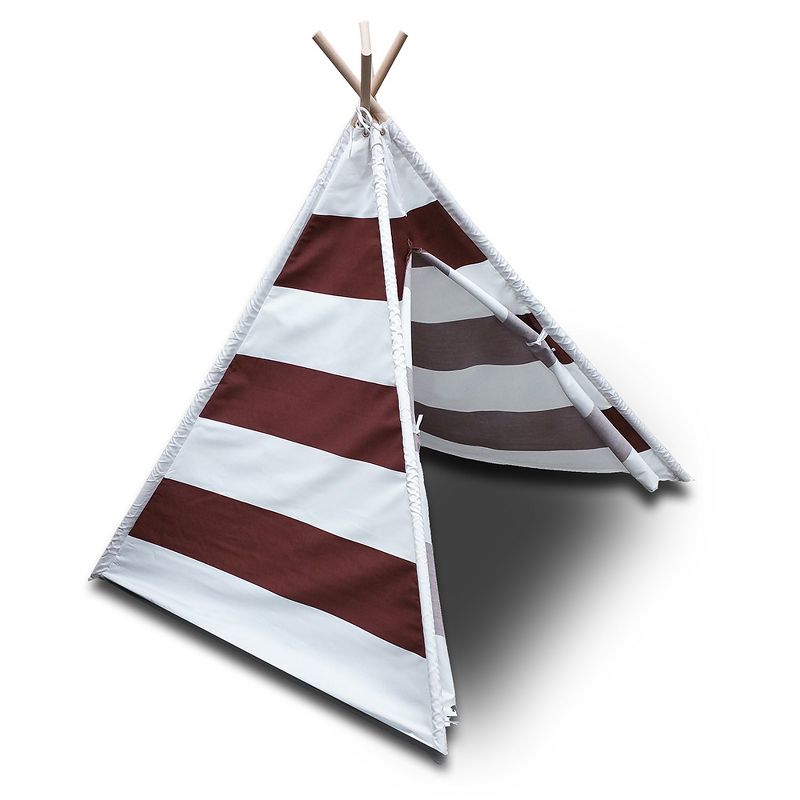 Modern Home Children's Canvas Play Tent Set with Travel Case - Brown/White Stripes, 2 of 6