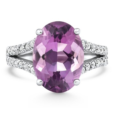 Pompeii3 4 3/4Ct Amethyst Diamond Split Shank Engagement Ring 14k White or Yellow Gold