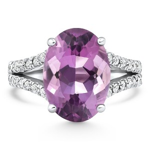 Pompeii3 4 3/4Ct Amethyst Diamond Split Shank Engagement Ring 14k White or Yellow Gold - 1 of 4