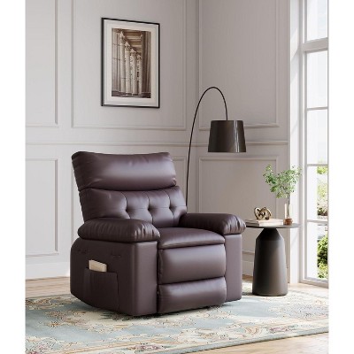 Oversized Recliner Chair for Adults - PU Leather Recliner Sofa with High-Density Foam, Wide Seat & Smooth Manual Recline