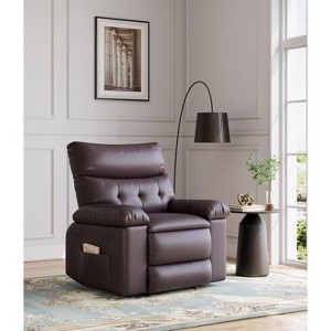 Oversized Recliner Chair for Adults - PU Leather Recliner Sofa with High-Density Foam, Wide Seat & Smooth Manual Recline - 1 of 4