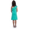 24seven Comfort Apparel Girls Solid Color One Shoulder Ruffle Knee Length Dress - 3 of 4