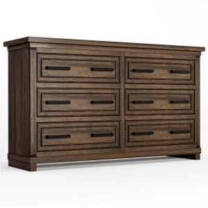 Farmhouse 6 Drawer Dresser for Bedroom, 55" Rustic Wood Chest of Drawers,Pull Handles, Vintage Storage Organizer for Living Room, TV Stand - 1 of 4