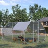 PawHut Metal Chicken Coop Run with Cover, Walk-In Outdoor Pen, Fence Cage Hen House for Yard - image 2 of 4