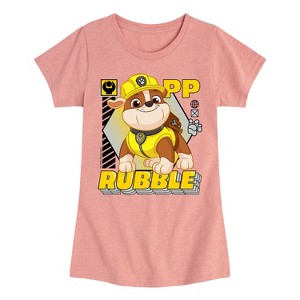 Girls' - Paw Patrol - Rubble Fitted Short Sleeve Graphic T-Shirt - 1 of 4