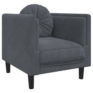 vidaXL Dark Gray Velvet Sofa Chair - Upholstered Armchair with Cushion - Modern Living/Bedroom Lounge Furniture - 28"x30.3"x27.6" - 1 of 4