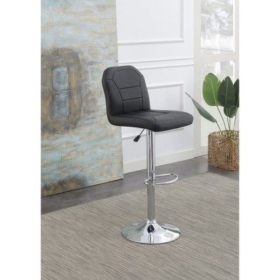 SKRAN Contemporary Padded Seat Counter Height Barstool, Set of 2 Adjustable Bar Stool Chair Chrome Base, Home Bar Furniture