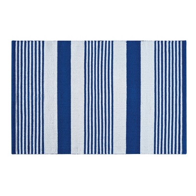 2'x6' Rectangle Woven Stripe Accent Rug Blue - C&F Home