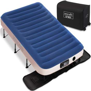 SereneLife EZ Air Mattress with Frame & Rolling Case, Foldable Self-Inflating Air Bed with Built in Pump, Twin