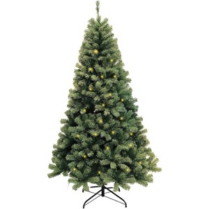 COZONY 6/7FT Artificial Christmas Tree with Lights, 1200/1350 Tips Hinged Pine Tree with Metal Stand for Living Room Office Party - 1 of 4
