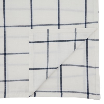 White and Black Plaid Cotton Table Runner