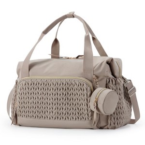 Itopfox Large Capacity Travel Diaper Tote Bag with Pacifier Case, Insulated Pockets for Baby Essentials, Hospital Delivery Bag - 1 of 4
