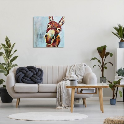 Donkey Face Blue Background Canvas Wall Art, 24 x 24