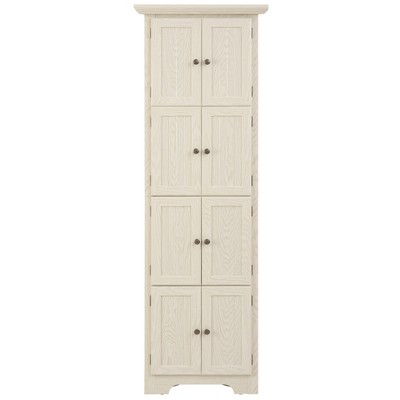 INFURNIC Decorative Bookshelf 4-Tier Corner Cabinet Pantry Storage with 8 Doors for Kitchen, Living Room and Bathroom, White, 42.25"*20.25"*8.25"