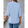 Womens Short Sleeve Tops V Neck Ruffle Trim Casual Blouse Shirts - 2 of 3