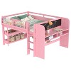 ORRD Full Size Pink Loft Bed with Desk & Blackboard, Solid Wood Kids Storage Bed with Bookcase & Drawers - 4 of 4