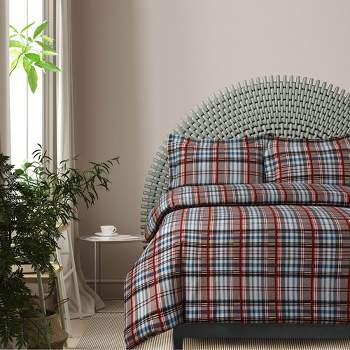 Brentwood Plaid Printed Flannel Oversized Duvet Cover Set - Azores Home